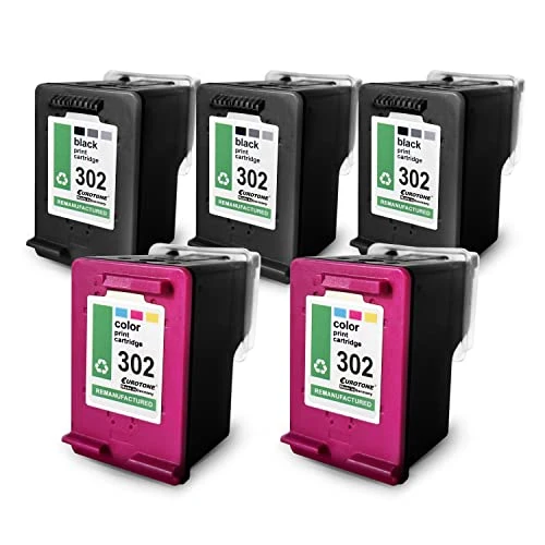 5x Eurotone inktcartridges compatibel met HP 302XL – Zwart/Cyaan/Magenta/Geel – voor HP DeskJet 1110, HP DeskJet 1112