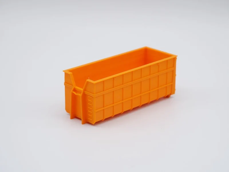 Abrollcontainer Abrollmulde mit Kranausschnitt - Spur H0 - 75mm - Farbe: Orange