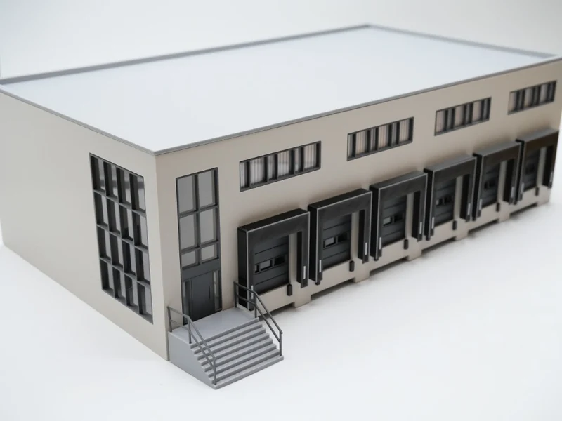 H0 Logistikhalle Lagerhalle mit Büro - 6 Tore (Bausatz)