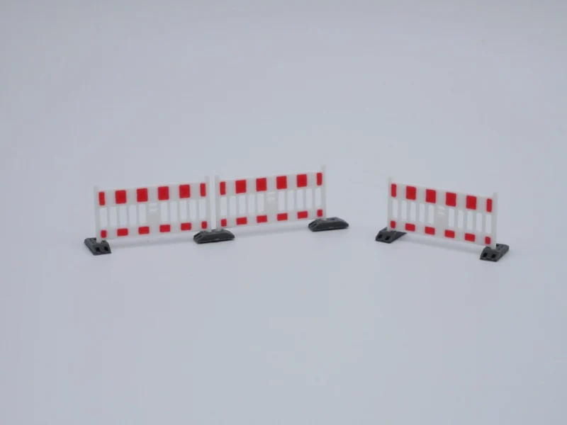 H0 Absperrschranke - Maßstab 1:87 - Farbe rot/weiß - 10 Stück (inkl. Transportgestell)