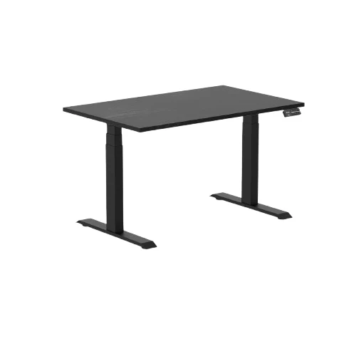 Desky Dual Hardwood Sit Stand Desk 120cm (Black Ash Desktop/Matte Black Frame)