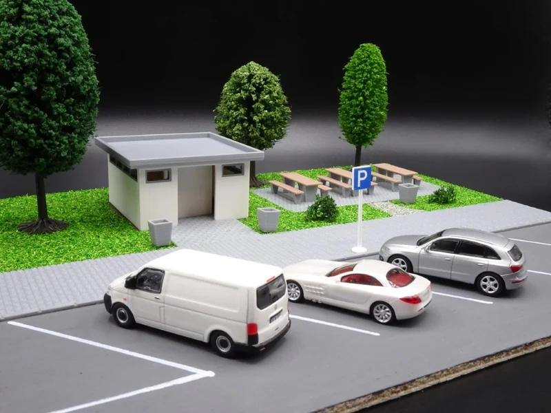 H0 Rastplatz inkl. WC-Anlage - Autobahn - Parkplatz