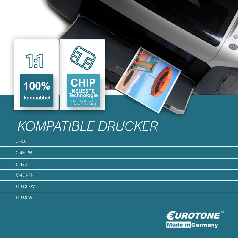 Сменный тонер Eurotone с чипом для Samsung CLT404 – голубой