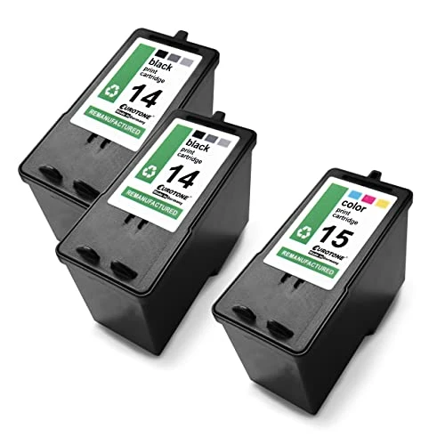 3 cartouches d'encre Eurotone compatibles avec Lexmark 14XL – Multicolore/Noir – pour 18C2080E, 15XL