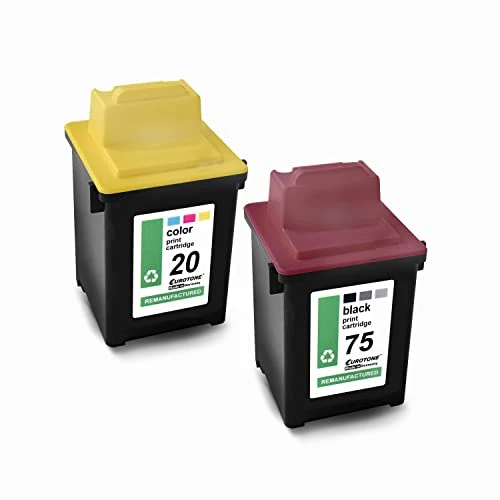 2 cartouches d'encre Eurotone compatibles avec Lexmark 20XL – Multicolore/Noir – pour HP OfficeJet 6000, série HP OfficeJet 6000