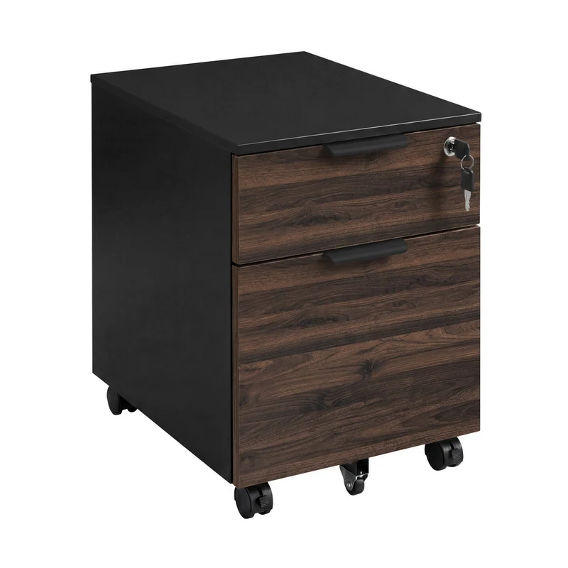 Desky Minimal Filing Cabinet - Black / Jarrah Legno Melamine