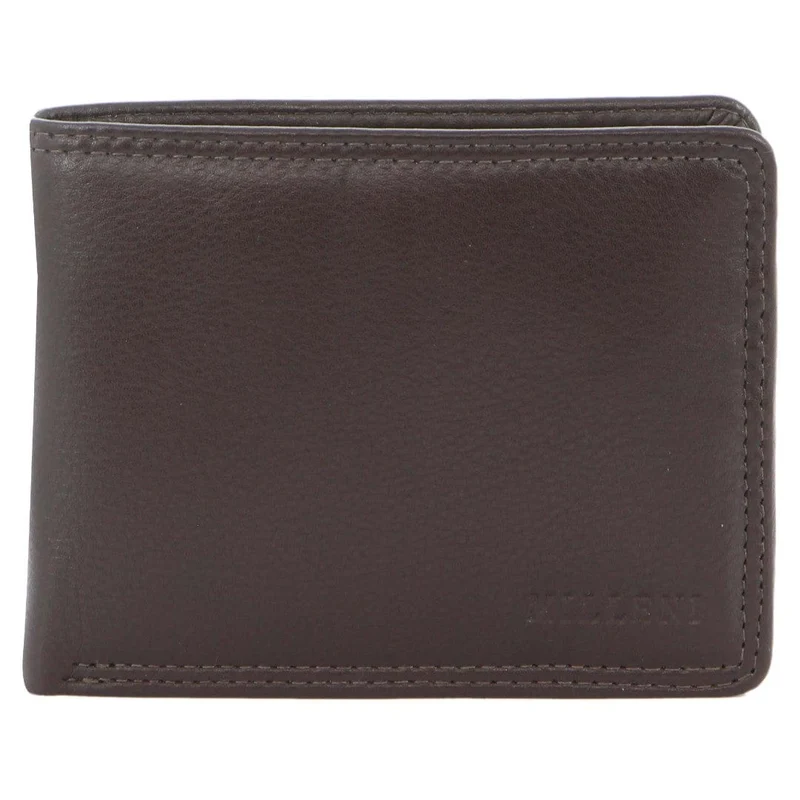 Milleni Men's Leather Card/Cash RFID Protected Tab Wallet 11cm Brown