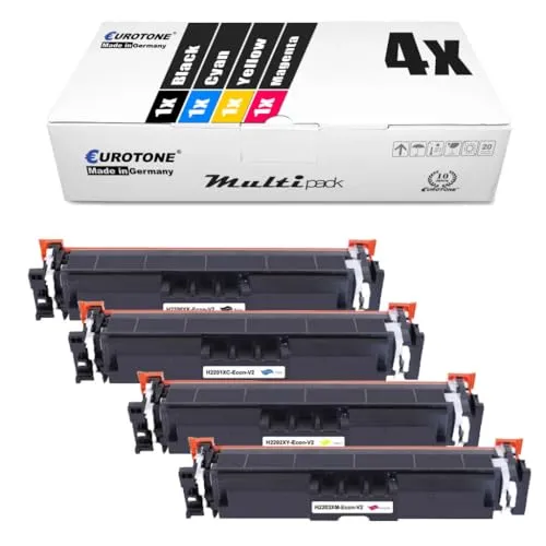 4 cartouches de toner Eurotone compatibles avec HP TN7600 – Noir/Cyan/Magenta/Jaune – pour imprimantes 4302dw et 4202dw
