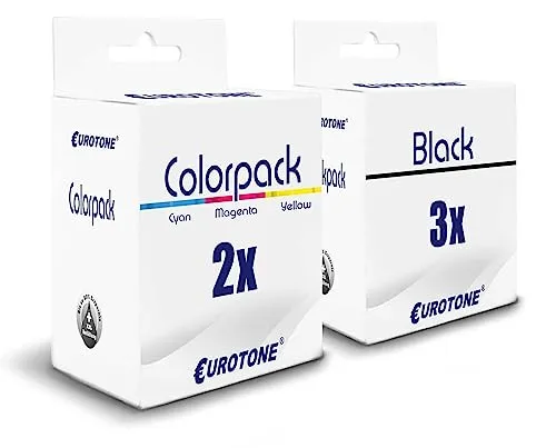 5x Eurotone inktcartridges voor HP NO302XL – Zwart/Cyaan/Magenta/Geel