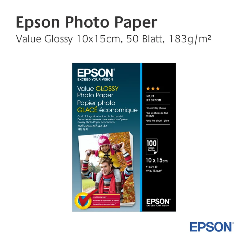 Epson Value Glossy Photo Paper - 10x15cm - 50 Blätter
