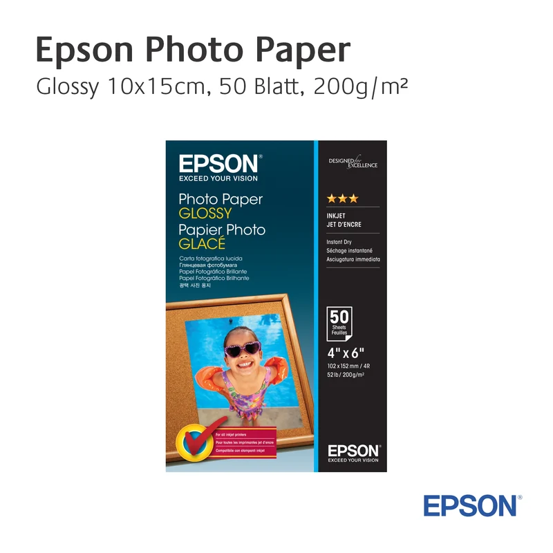 Epson Glossy Photo Paper - 10x15cm - 50 Blätter