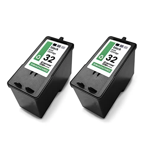 2 cartouches d'encre Eurotone compatibles avec Lexmark 32XL – Noir – pour HP OfficeJet série 6600 et HP OfficeJet 6700 Premium