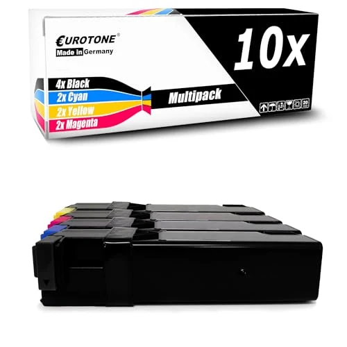 10 cartouches de toner Eurotone compatibles avec l'imprimante Dell 1320C – Noir/Cyan/Magenta/Jaune – pour 1320cn