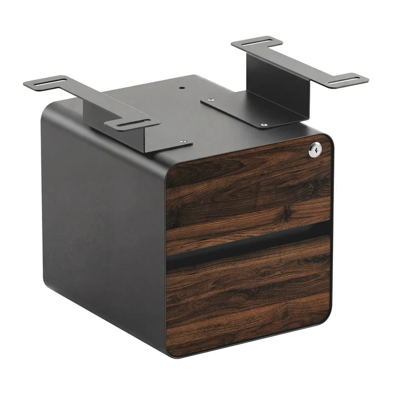 Desky Minimal Under Desk Cabinet - Jarrah Legno Melamine / Space Grey