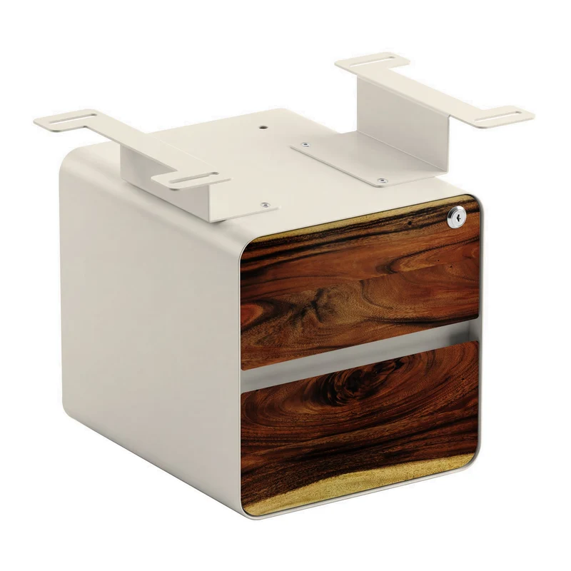 Desky Minimal Under Desk Cabinet - Saman Hardwood / Wheat