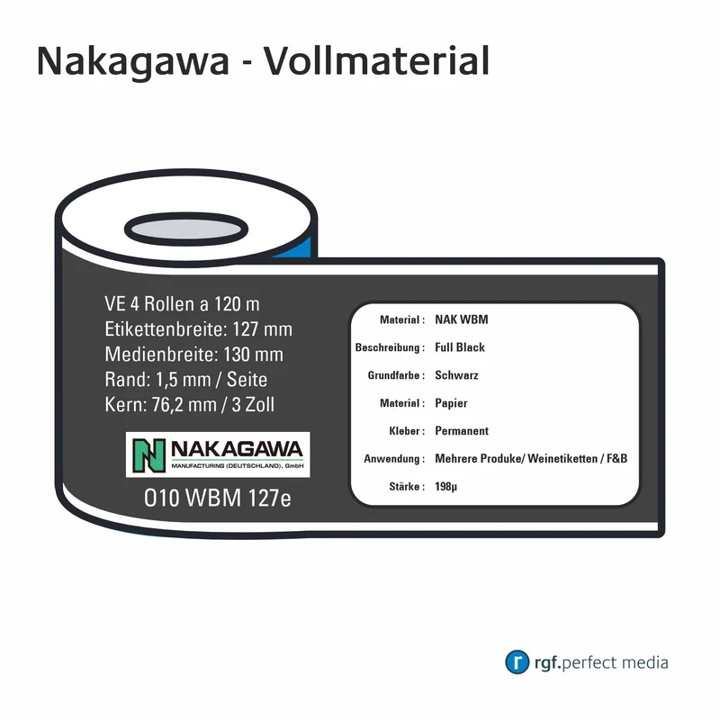 Nakagawa - Schwarzes Papier - Vollmaterial 130mm - Toner / LED / Laser