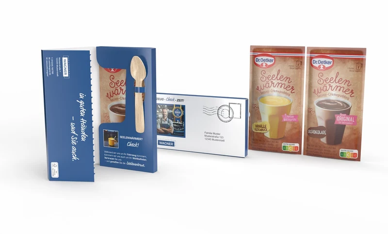 Dr. Oetker Tassenpudding in Mailingmappe