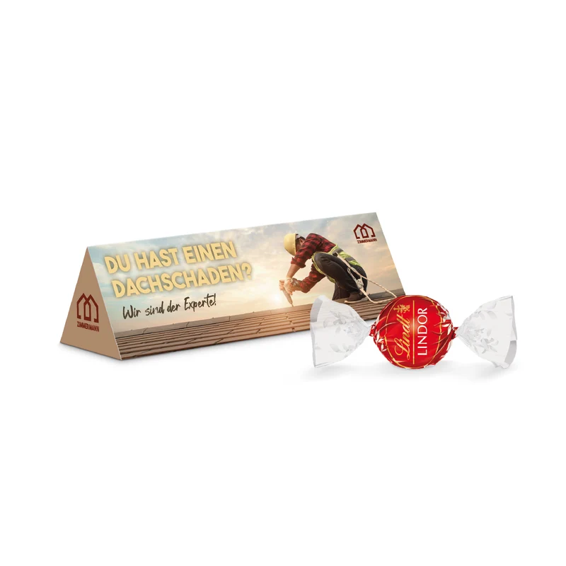 Werbeprisma mit Lindt Mini Kugeln