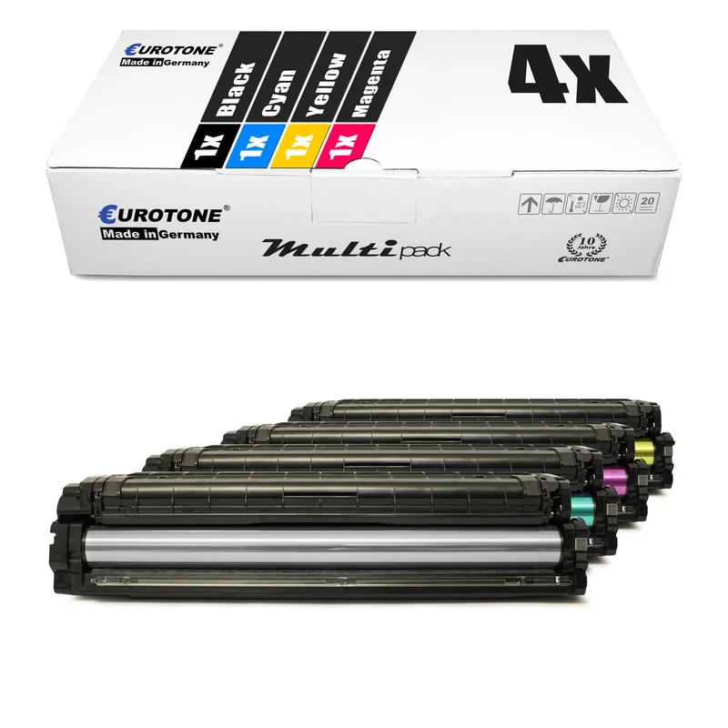 4x alternatieve toners voor Samsung CLT-505L: CLT-K505L zwart + CLT-C505L cyaan + CLT-M505L magenta + CLT-Y505L geel