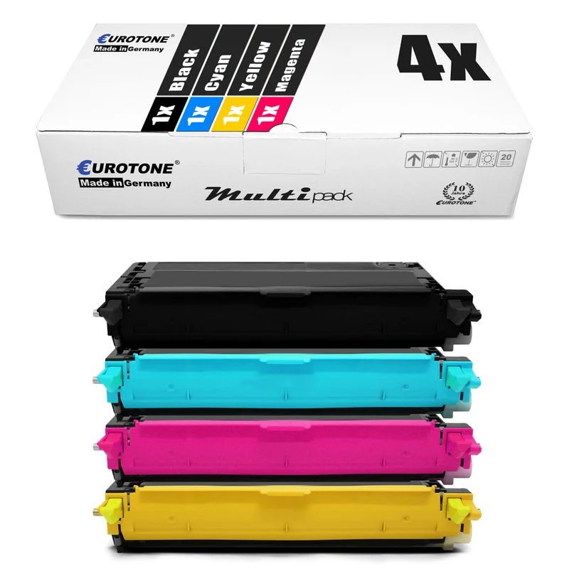 4x toner alternatif pour Epson C13S051125 C13S051124 C13S051126 C13S051127: noir + cyan + magenta + jaune