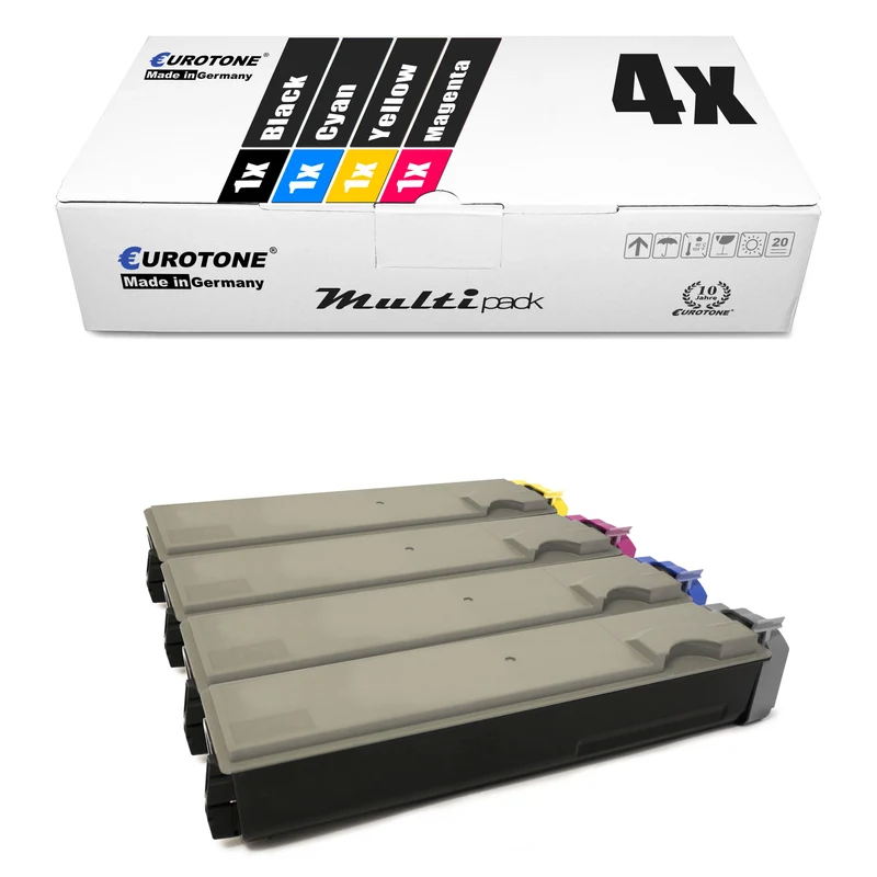 4x toner alternativi per Kyocera TK-510: 1T02F30EU0 TK-510K nero + 1T02F3CEU0 TK-510C ciano + 1T02F3BEU0 TK-510M magenta + 1T02F3AEU0 TK-510Y giallo