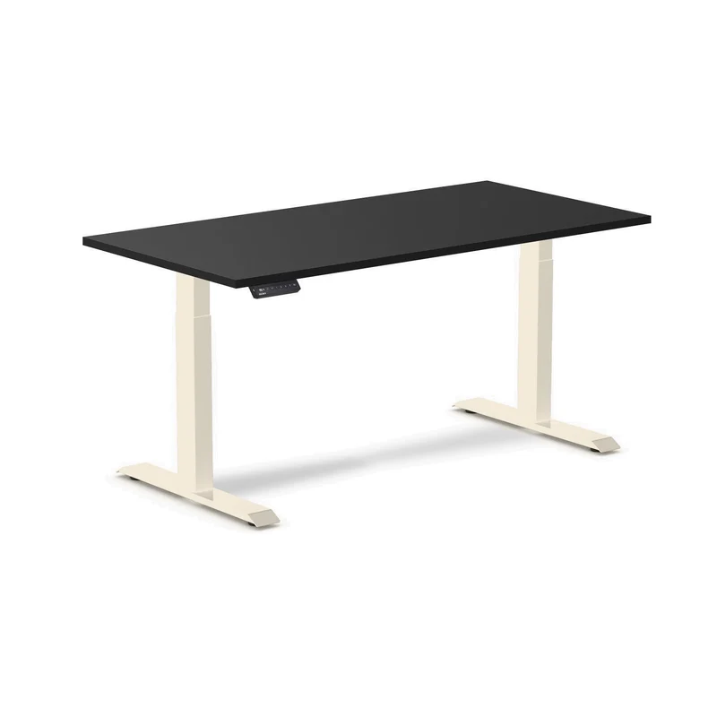 Desky Single Sit Stand Gaming Desk 150cm Black Desktop and Wheat Frame