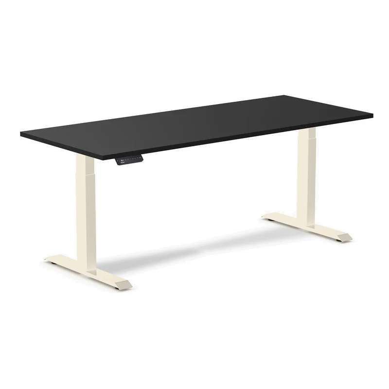 Desky Single Sit Stand Gaming Desk 180cm Black Desktop and Wheat Frame