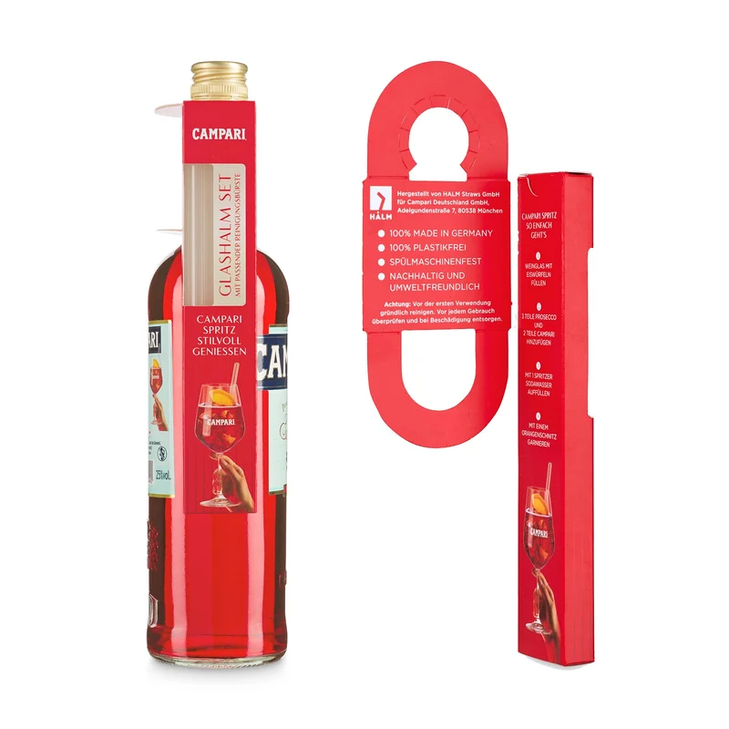 Flaschenanhänger 2er Set Glas Trinkhalme