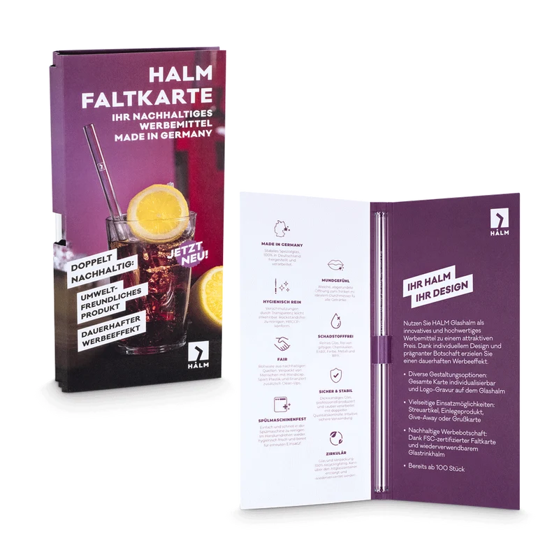 Faltkarte mit Glas Trinkhalm