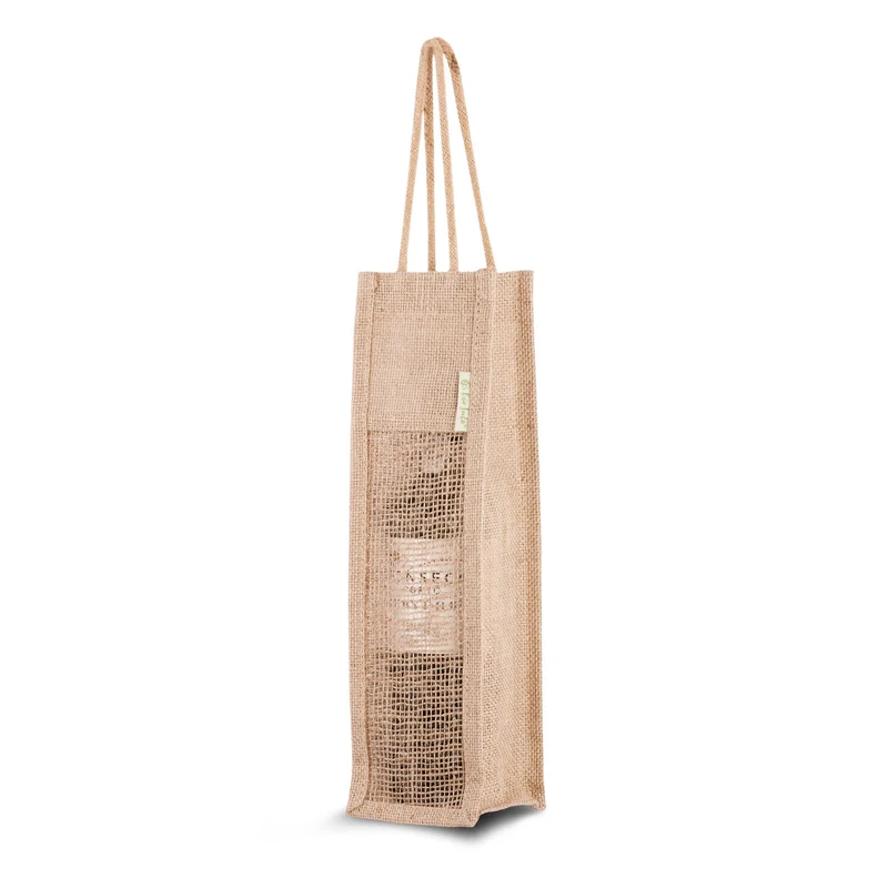 Flaschentasche aus Jute Mesh für 1 Flasche