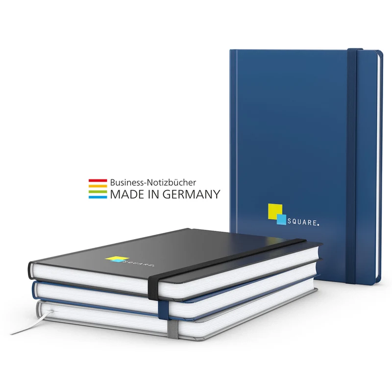 Hardcover Notizbuch mit Gummiband inkl. Logo Siebdruck