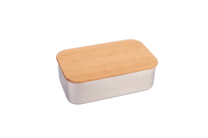 Buchenholz-Edelstahl Lunchbox mit Zugband