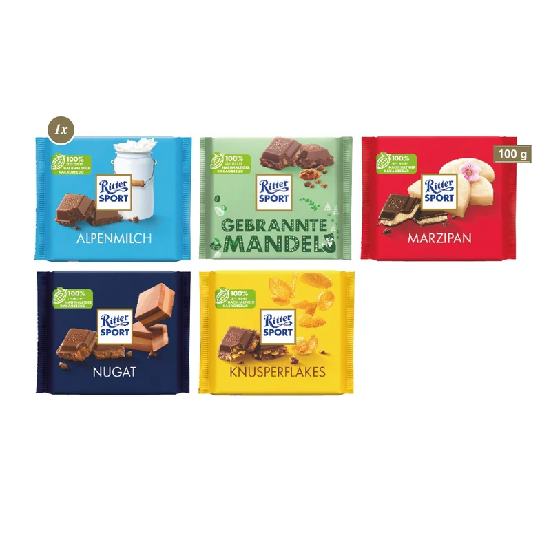 Ritter SPORT in Werbekartonage, 100 g