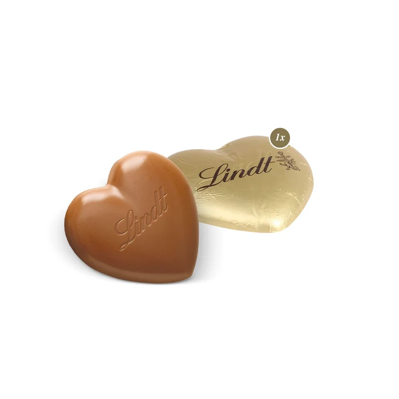 Werbe-Klappkarte mit Vollmilchherz von Lindt
