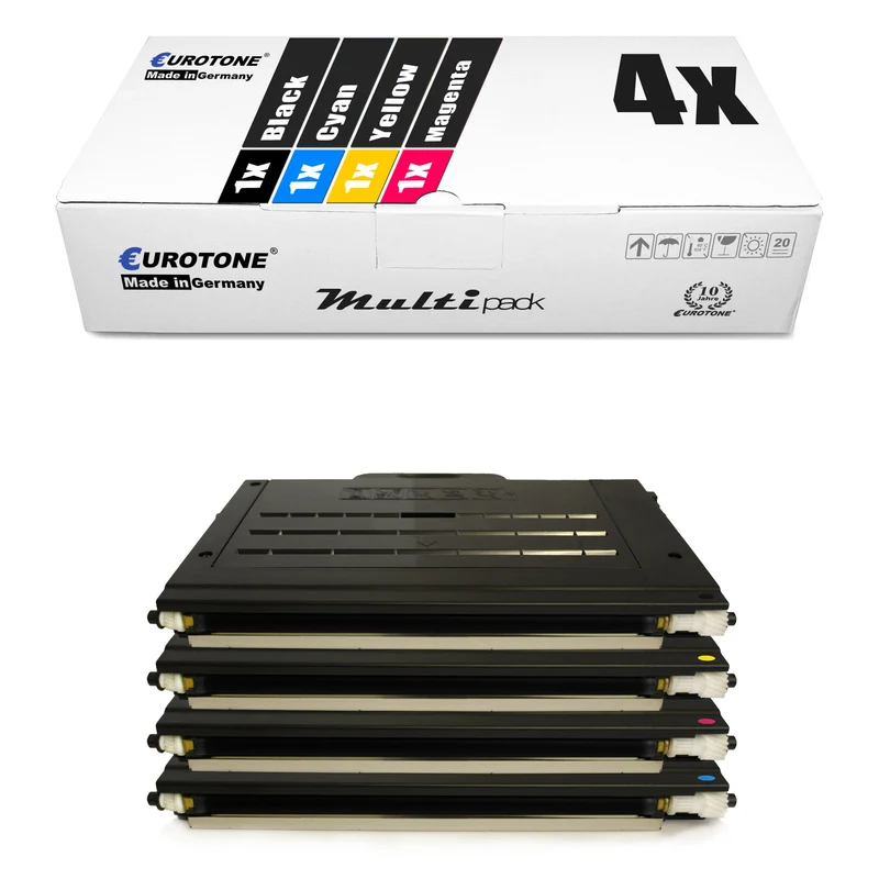4x toners alternatifs pour Samsung CLP-500D: CLP-500D7K noir + CLP-500D5C cyan + CLP-500D5M magenta + CLP-500D5Y jaune