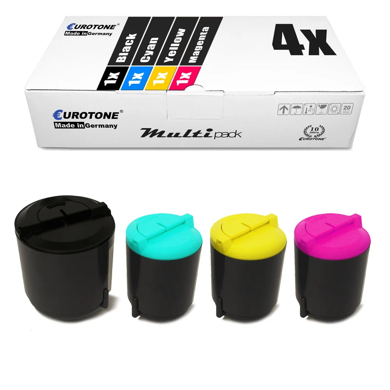 4x toner alternativi per Samsung CLP-300A: CLP-K300A nero + CLP-C300A ciano + CLP-M300A magenta + CLP-Y300A giallo