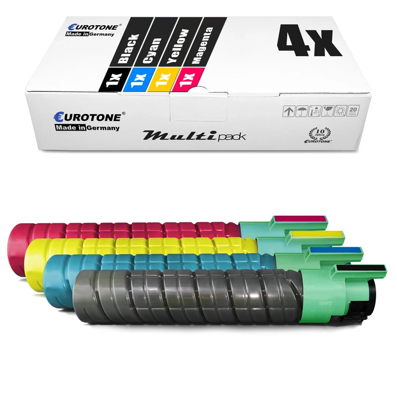 4x toners alternatifs pour Ricoh TYPE245: 888280 noir + 888283 cyan + 888282 magenta + 888281 jaune