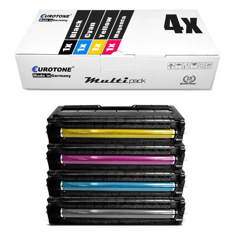 4x alternatieve toners voor Ricoh TYPESPC220E CT220: 406094 CT220BLK zwart + 406097 CT220CYN cyaan + 406099 CT220MGT magenta + 406106 CT220YLW geel