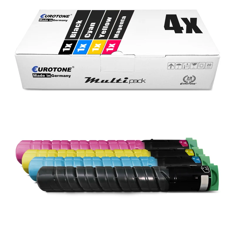 4x alternatieve toners voor Ricoh 841196 841198 841199 841197: RHC2550EK zwart + RHC2550EC cyaan + RHC2550EM magenta + RHC2550EY geel