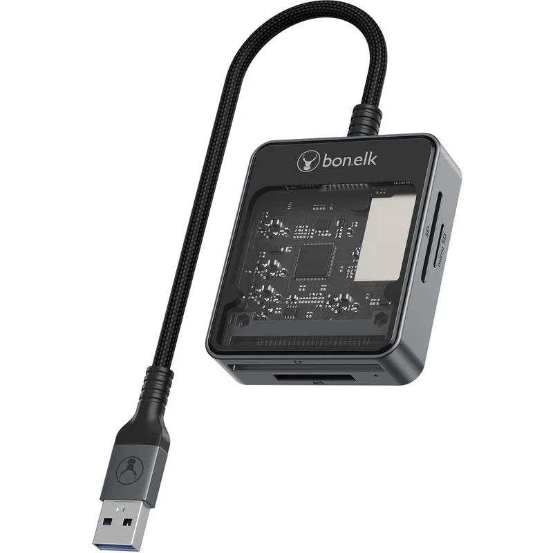 Bonelk Vision Long-Life USB-A to 4in1 Multi Card Adapter (SG/Clear)