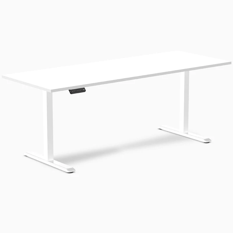 Desky Single Sit Stand Gaming Desk 200cm White Desktop and White Frame