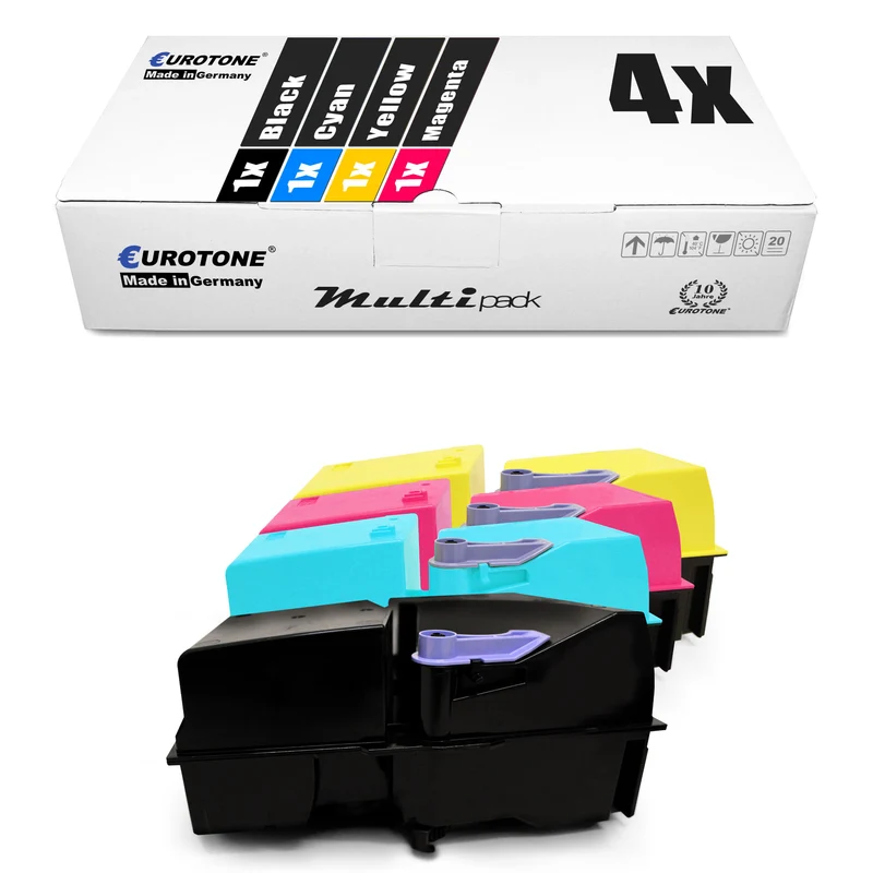 4x toners alternatifs pour Kyocera TK-820: 1T02HP0EU0 TK-820K noir + 1T02HPCEU0 TK-820C cyan + 1T02HPBEU0 TK-820M magenta + 1T02HPAEU0 TK-820Y jaune