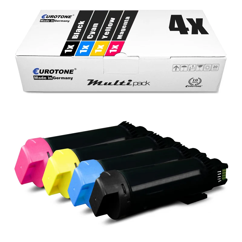 4x alternative toners for Dell 593BBSB R6C4D 593BBSD 593BBSE: 6CVF8 black + 4R6JN cyan + 5PG7P magenta + 0CX53 yellow