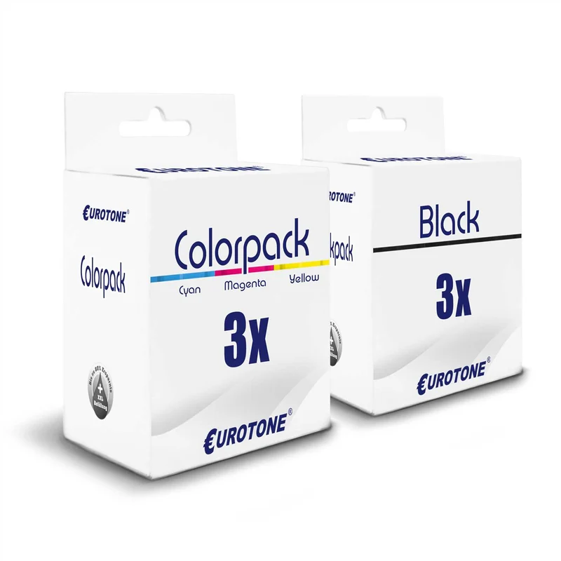 6x alternatieve inktpatronen voor Dell Y498D Y499D: 3x 592-11333 Kleur + 3x 592-11331 zwart