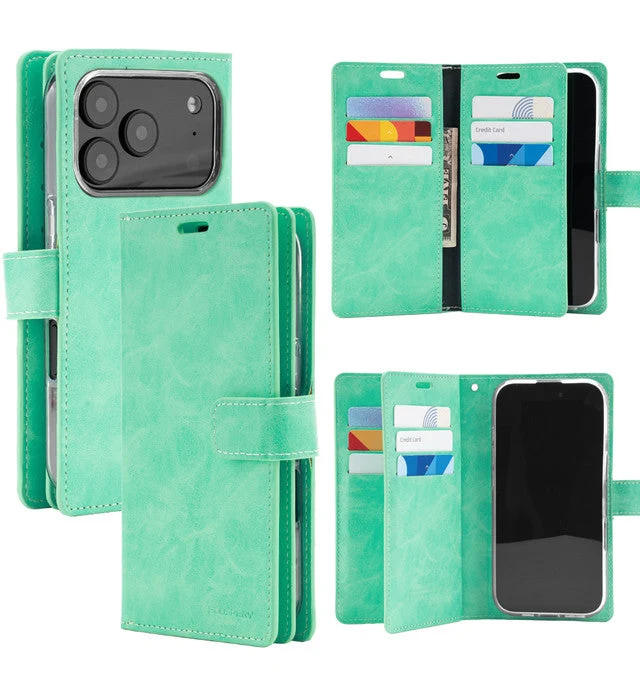Goospery Mansoor Diary Wallet Case for iPhone 17 Pro Max - Mint