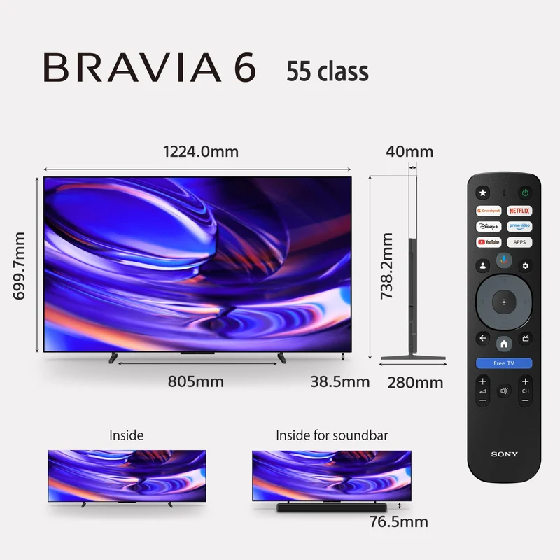 Sony 55" BRAVIA 6 OLED 4K HDR Google TV with Gemini [2026]