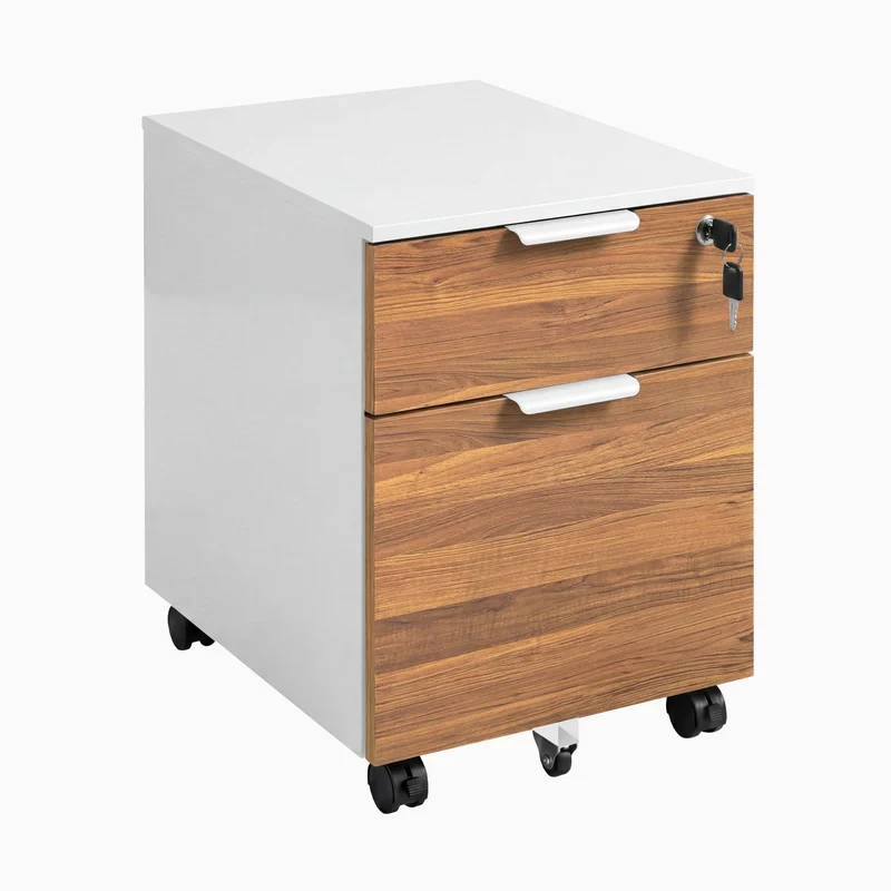 Desky Minimal Filing Cabinet - White / Prime Oak