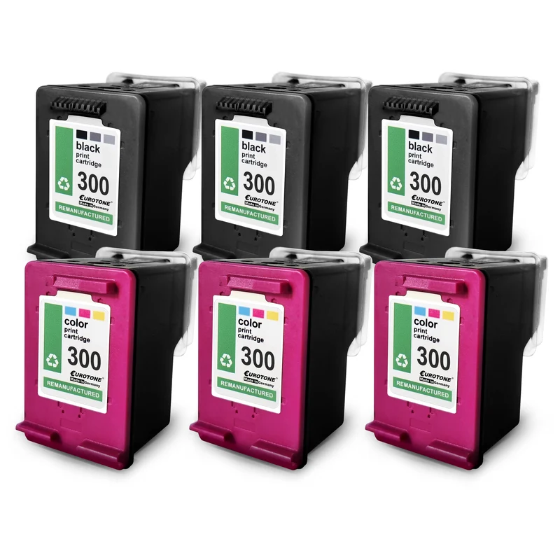 6 альтернативных картриджей для HP 300XL: 3 цветных картриджа CC644EE + 3 черных CC641EE