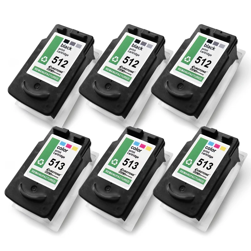 6 cartucce d'inchiostro alternative XXL per Canon PG512 CL513 2970B010: 3x 2971B001 a colori + 3x 2969B001 nero