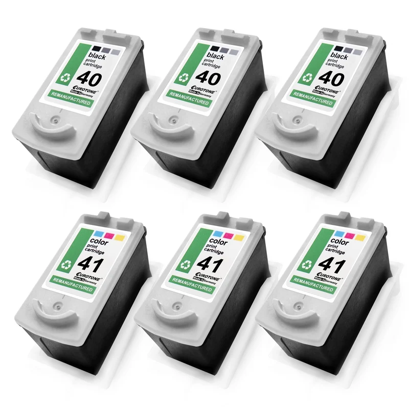 6 cartucce di inchiostro alternative per Canon PG40 CL41 0615B036: 3x 0617B001 a colori + 3x 0615B001 nere